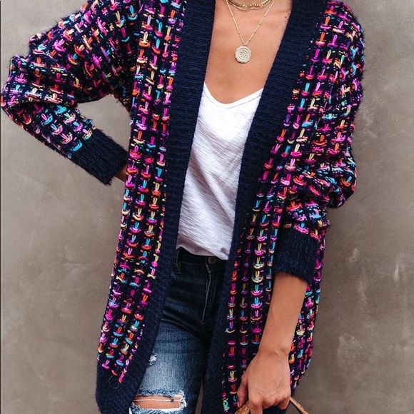 HP BEAUTY Colorblock LongSleeve Knit Cardigan - Picture 3 of 8